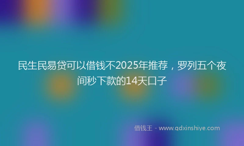 民生民易贷可以借钱不2025年推荐，罗列五个夜间秒下款的14天口子
