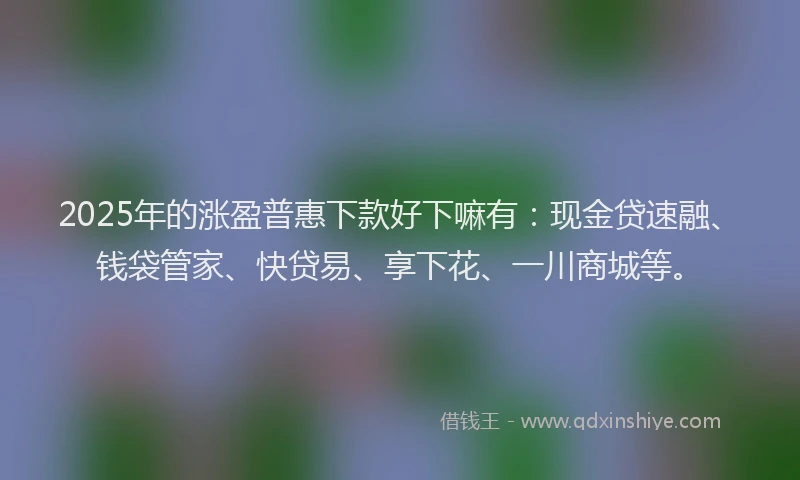 2025年的涨盈普惠下款好下嘛有：现金贷速融、钱袋管家、快贷易、享下花、一川商城等。