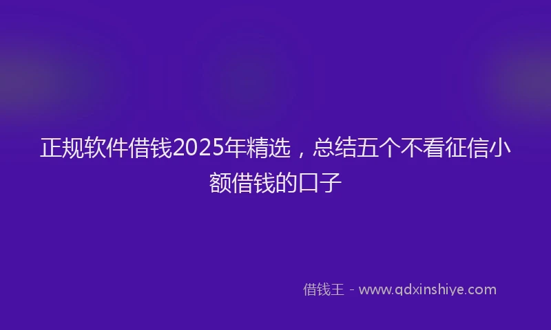 正规软件借钱2025年精选，总结五个不看征信小额借钱的口子
