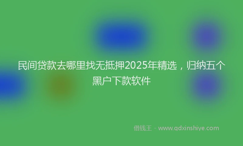 民间贷款去哪里找无抵押2025年精选，归纳五个黑户下款软件