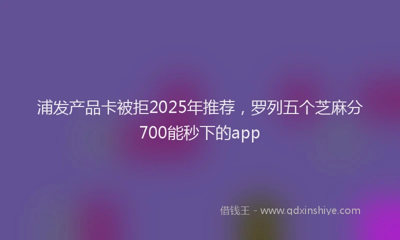 浦发产品卡被拒2025年推荐，罗列五个芝麻分700能秒下的app