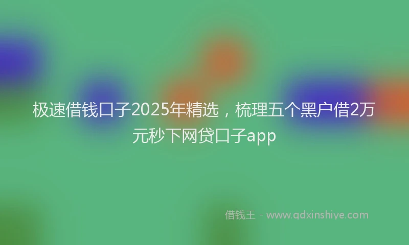 极速借钱口子2025年精选，梳理五个黑户借2万元秒下网贷口子app