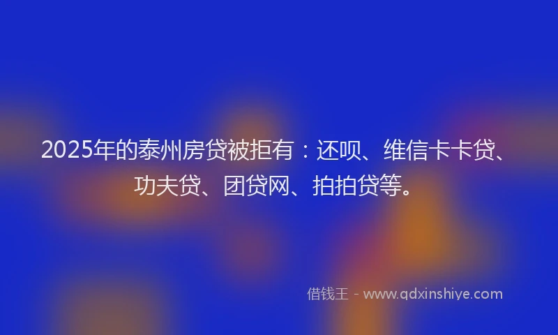 2025年的泰州房贷被拒有：还呗、维信卡卡贷、功夫贷、团贷网、拍拍贷等。