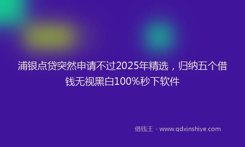 浦银点贷突然申请不过2025年精选，归纳五个借钱无视黑白100%秒下软件