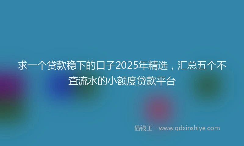 求一个贷款稳下的口子2025年精选，汇总五个不查流水的小额度贷款平台