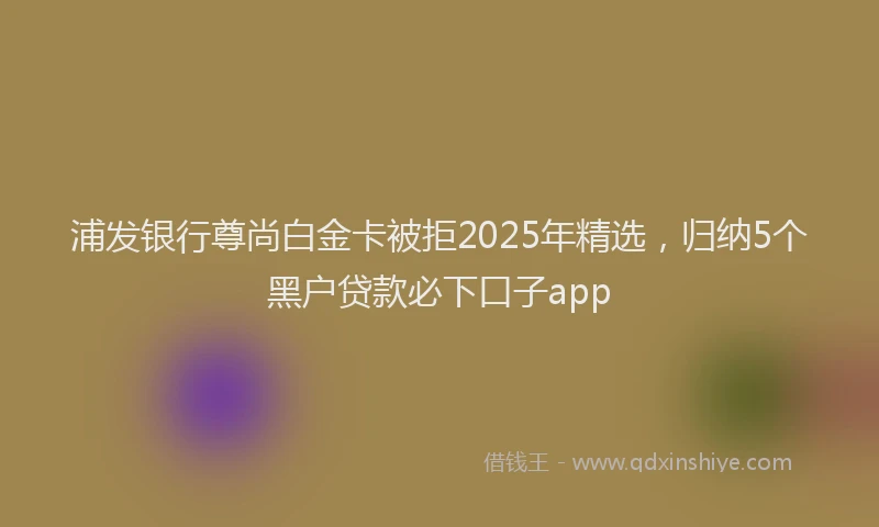 浦发银行尊尚白金卡被拒2025年精选，归纳5个黑户贷款必下口子app