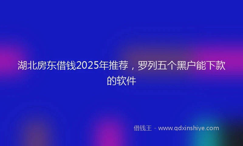 湖北房东借钱2025年推荐，罗列五个黑户能下款的软件
