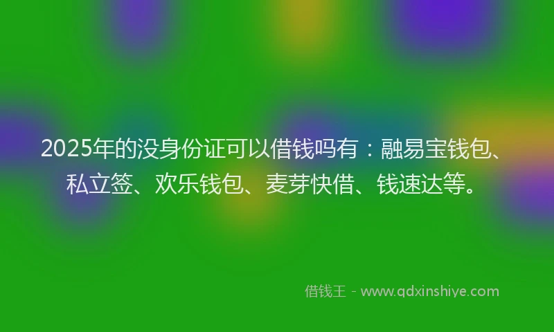 2025年的没身份证可以借钱吗有：融易宝钱包、私立签、欢乐钱包、麦芽快借、钱速达等。