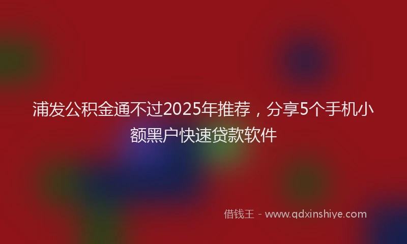 浦发公积金通不过2025年推荐，分享5个手机小额黑户快速贷款软件