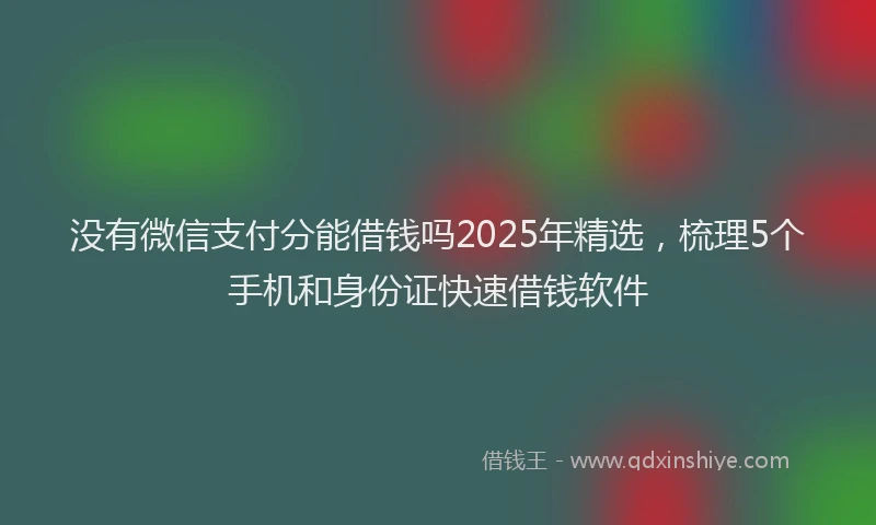 没有微信支付分能借钱吗2025年精选，梳理5个手机和身份证快速借钱软件