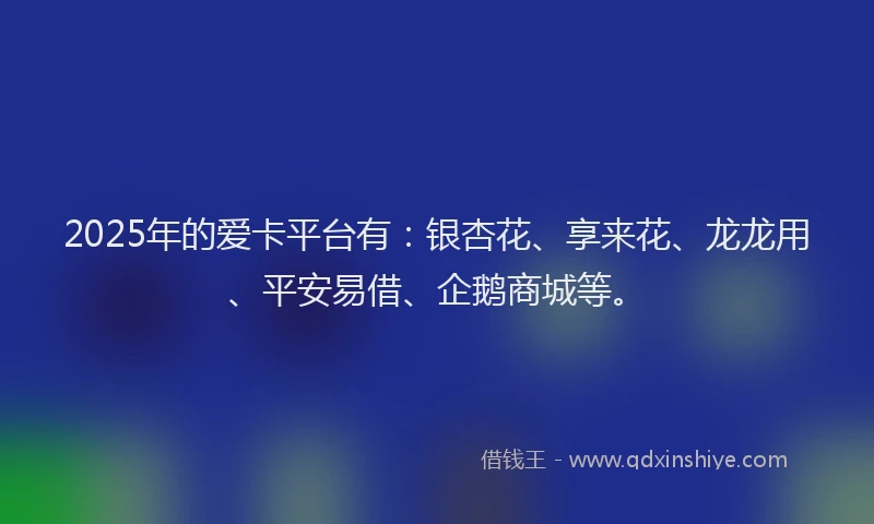 2025年的爱卡平台有：银杏花、享来花、龙龙用、平安易借、企鹅商城等。
