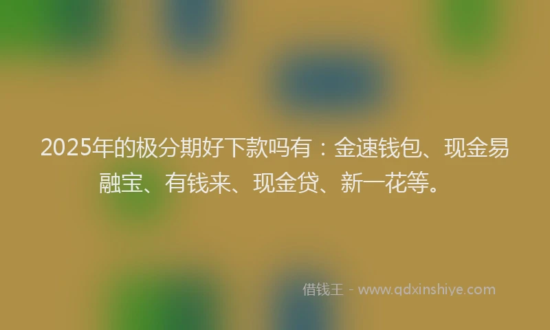2025年的极分期好下款吗有：金速钱包、现金易融宝、有钱来、现金贷、新一花等。