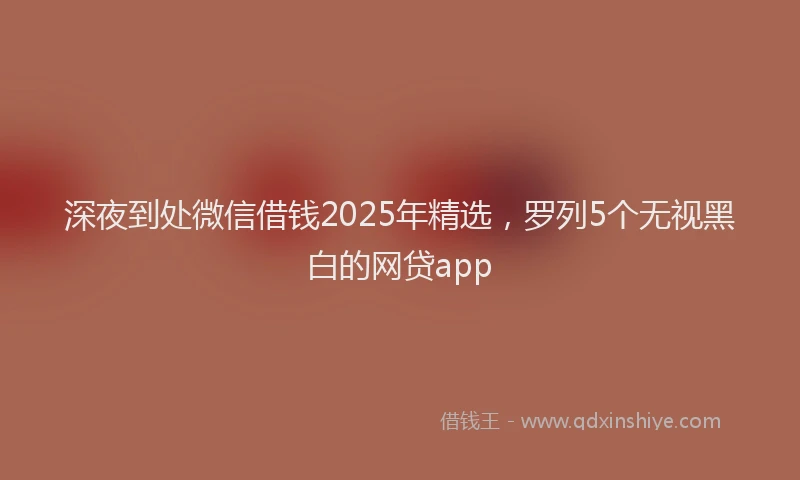 深夜到处微信借钱2025年精选，罗列5个无视黑白的网贷app
