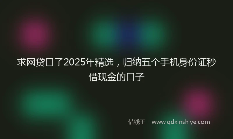 求网贷口子2025年精选，归纳五个手机身份证秒借现金的口子