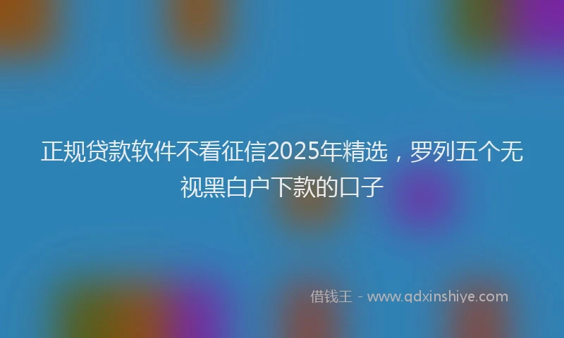 正规贷款软件不看征信2025年精选，罗列五个无视黑白户下款的口子