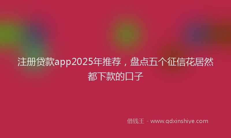 注册贷款app2025年推荐，盘点五个征信花居然都下款的口子