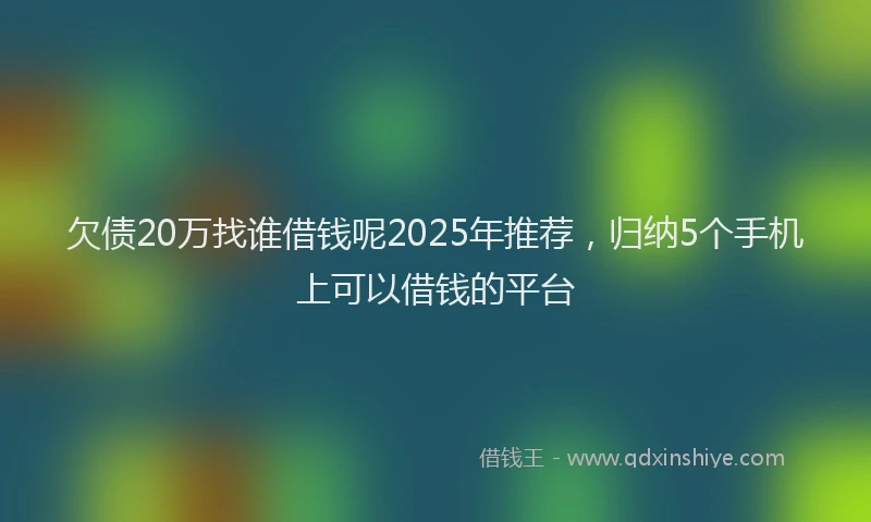 欠债20万找谁借钱呢2025年推荐，归纳5个手机上可以借钱的平台