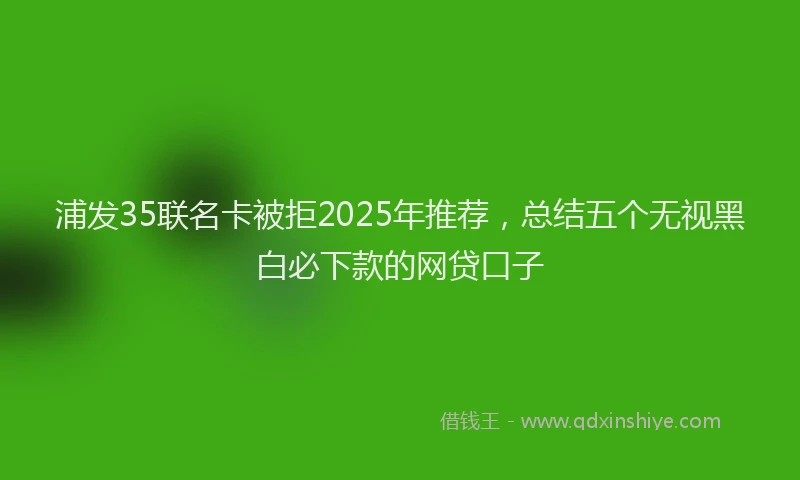 浦发35联名卡被拒2025年推荐，总结五个无视黑白必下款的网贷口子