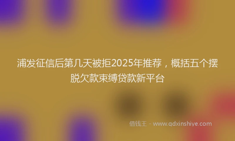 浦发征信后第几天被拒2025年推荐，概括五个摆脱欠款束缚贷款新平台