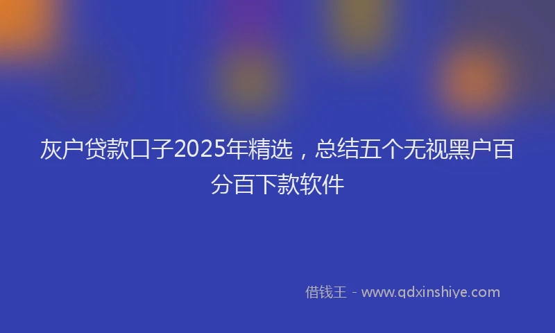灰户贷款口子2025年精选，总结五个无视黑户百分百下款软件