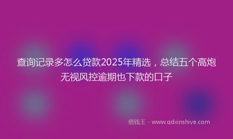 查询记录多怎么贷款2025年精选，总结五个高炮无视风控逾期也下款的口子