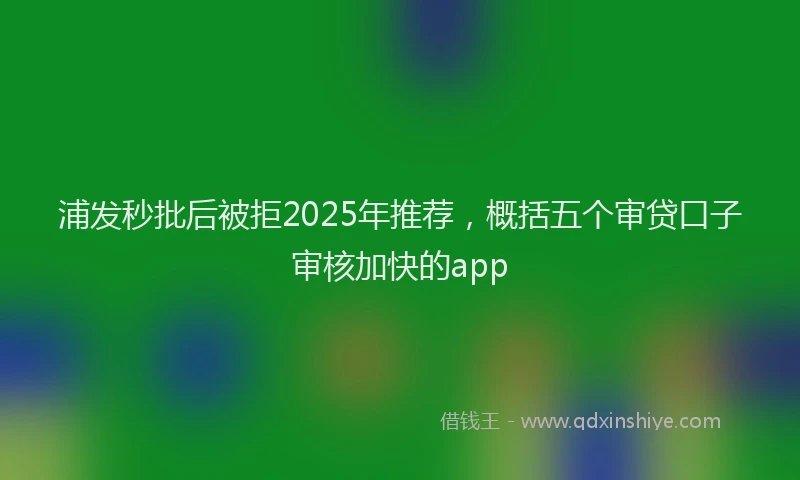 浦发秒批后被拒2025年推荐，概括五个审贷口子审核加快的app