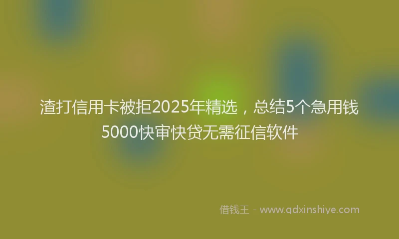 渣打信用卡被拒2025年精选，总结5个急用钱5000快审快贷无需征信软件