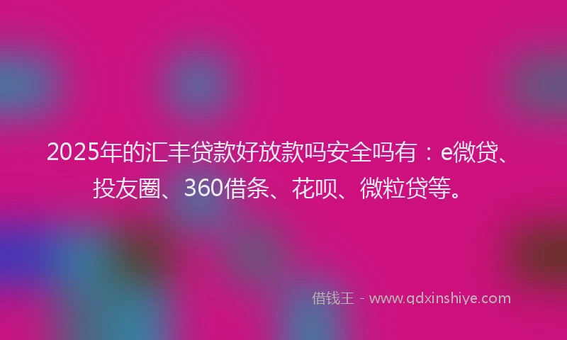 2025年的汇丰贷款好放款吗安全吗有：e微贷、投友圈、360借条、花呗、微粒贷等。