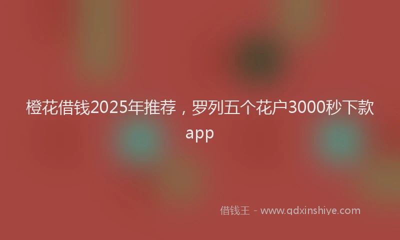 橙花借钱2025年推荐，罗列五个花户3000秒下款app