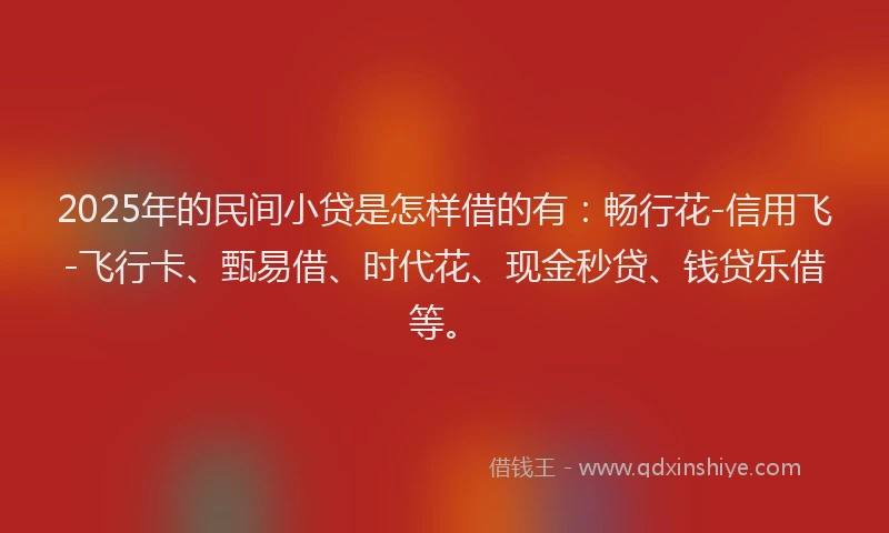 2025年的民间小贷是怎样借的有：畅行花-信用飞-飞行卡、甄易借、时代花、现金秒贷、钱贷乐借等。