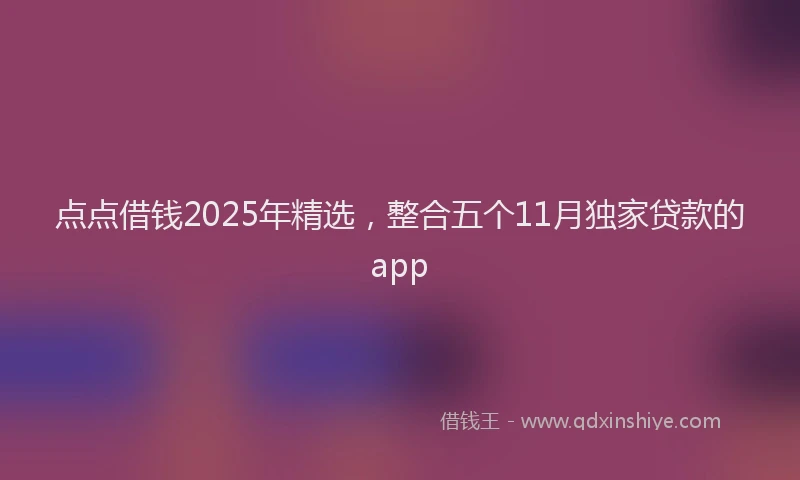 点点借钱2025年精选，整合五个11月独家贷款的app