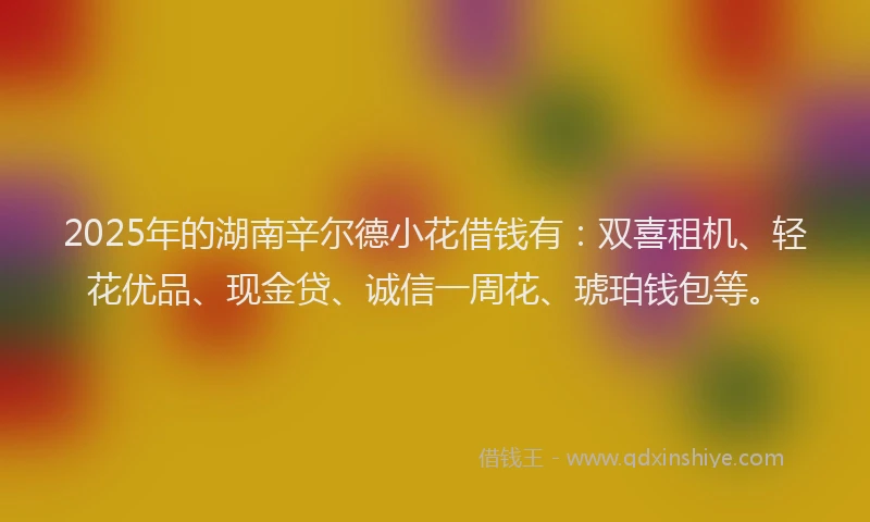 2025年的湖南辛尔德小花借钱有：双喜租机、轻花优品、现金贷、诚信一周花、琥珀钱包等。