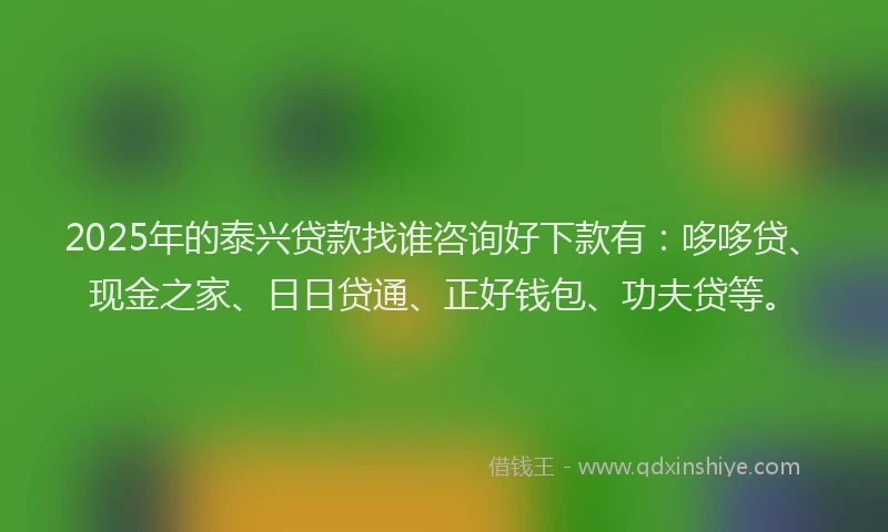 2025年的泰兴贷款找谁咨询好下款有：哆哆贷、现金之家、日日贷通、正好钱包、功夫贷等。