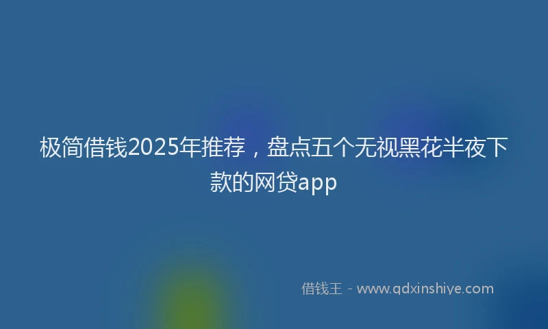 极简借钱2025年推荐，盘点五个无视黑花半夜下款的网贷app