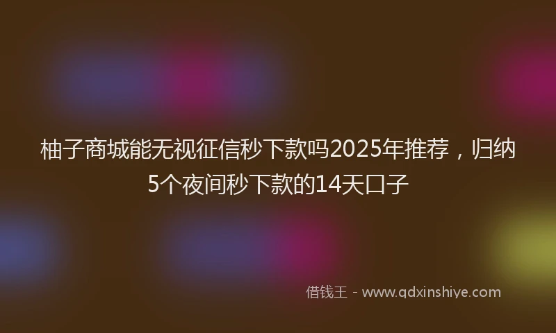 柚子商城能无视征信秒下款吗2025年推荐，归纳5个夜间秒下款的14天口子