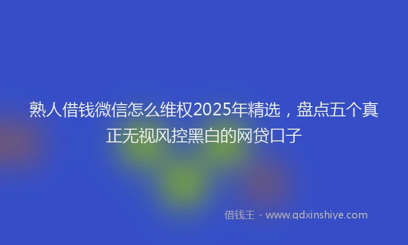 熟人借钱微信怎么维权2025年精选，盘点五个真正无视风控黑白的网贷口子