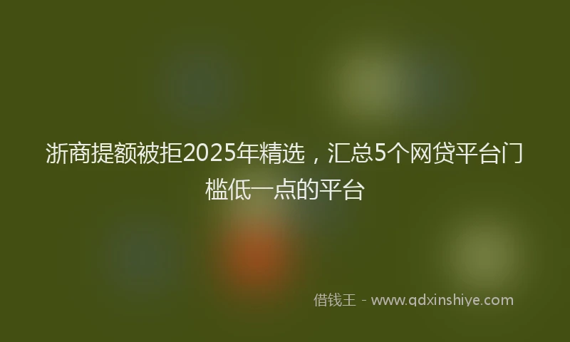 浙商提额被拒2025年精选，汇总5个网贷平台门槛低一点的平台