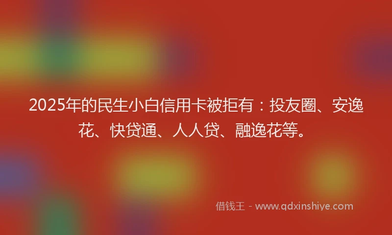 2025年的民生小白信用卡被拒有：投友圈、安逸花、快贷通、人人贷、融逸花等。