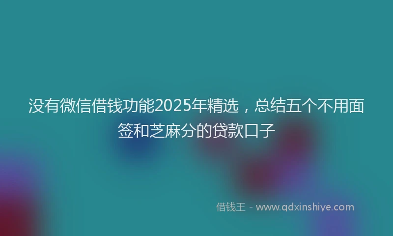 没有微信借钱功能2025年精选，总结五个不用面签和芝麻分的贷款口子