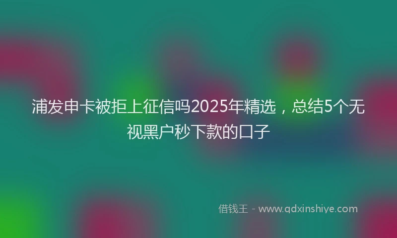 浦发申卡被拒上征信吗2025年精选，总结5个无视黑户秒下款的口子