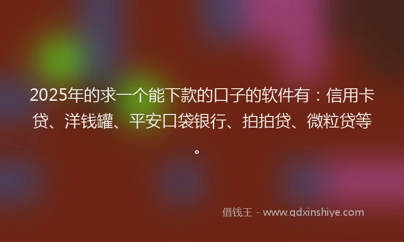 2025年的求一个能下款的口子的软件有：信用卡贷、洋钱罐、平安口袋银行、拍拍贷、微粒贷等。
