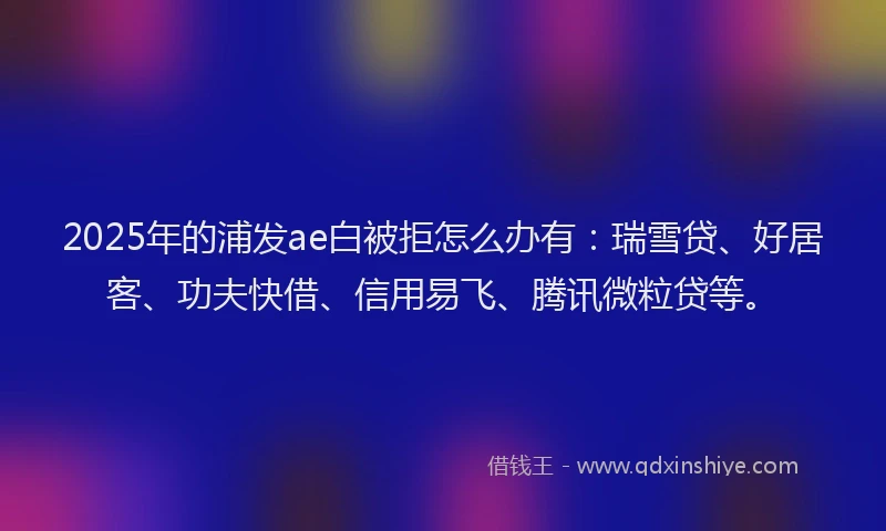 2025年的浦发ae白被拒怎么办有：瑞雪贷、好居客、功夫快借、信用易飞、腾讯微粒贷等。