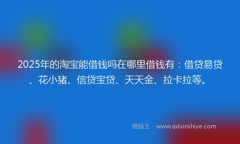 2025年的淘宝能借钱吗在哪里借钱有：借贷易贷、花小猪、信贷宝贷、天天金、拉卡拉等。
