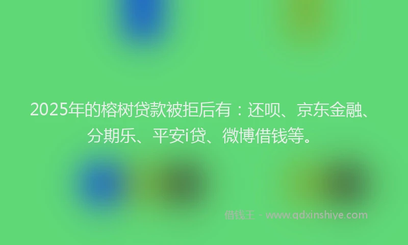 2025年的榕树贷款被拒后有：还呗、京东金融、分期乐、平安i贷、微博借钱等。