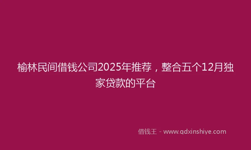 榆林民间借钱公司2025年推荐，整合五个12月独家贷款的平台