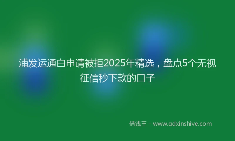 浦发运通白申请被拒2025年精选，盘点5个无视征信秒下款的口子