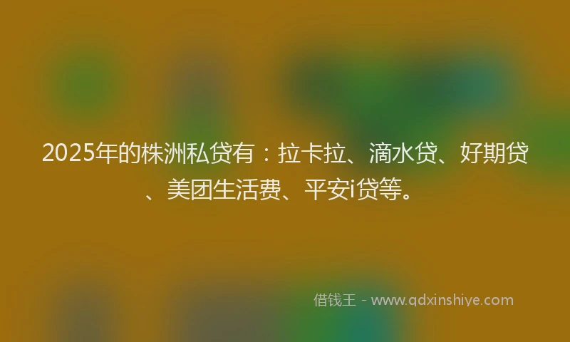 2025年的株洲私贷有：拉卡拉、滴水贷、好期贷、美团生活费、平安i贷等。