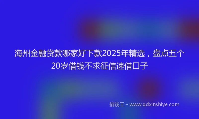 海州金融贷款哪家好下款2025年精选，盘点五个20岁借钱不求征信速借口子