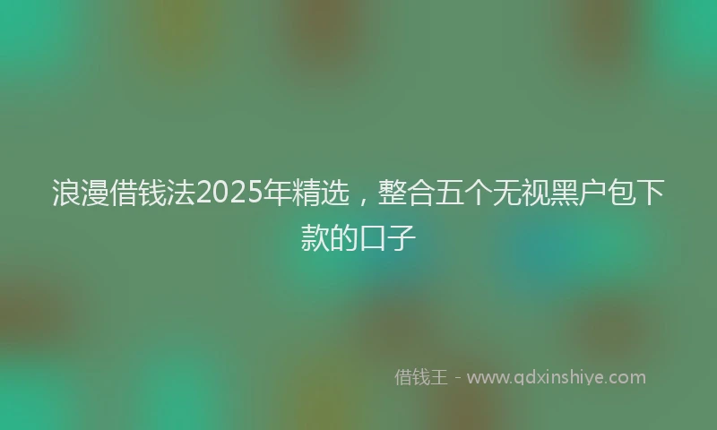 浪漫借钱法2025年精选，整合五个无视黑户包下款的口子