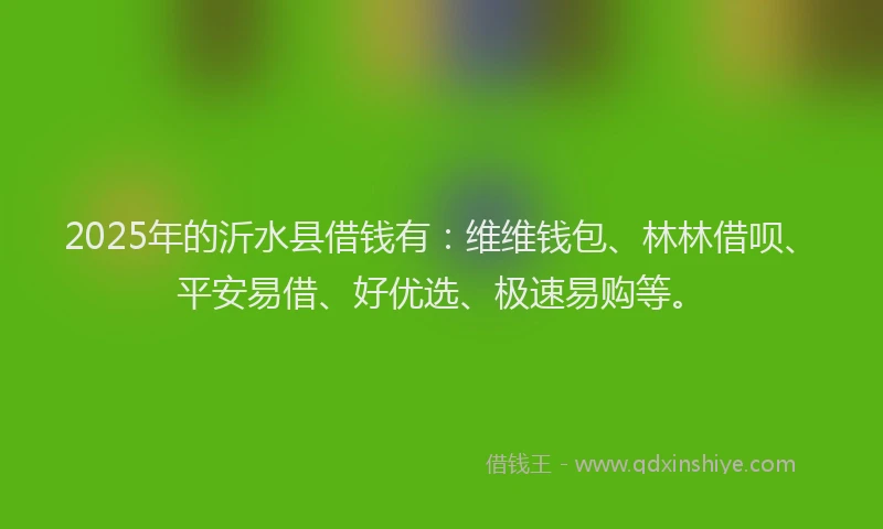 2025年的沂水县借钱有：维维钱包、林林借呗、平安易借、好优选、极速易购等。